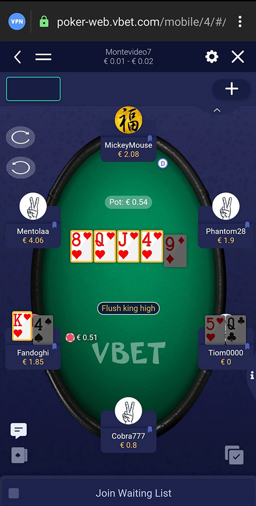 Мобильная площадка Vbet Poker – скачать на телефон